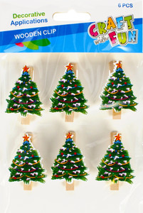 Christmas Wooden Clips Christmas Tree 6pcs