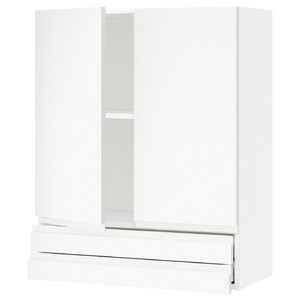 METOD / MAXIMERA Wall cabinet w 2 doors/2 drawers, white/Voxtorp matt white, 80x100 cm