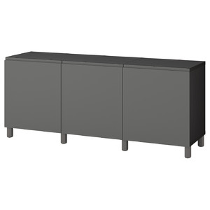 BESTÅ Storage combination with doors, black-brown/Västerviken/Ullarp dark grey, 180x42x74cm