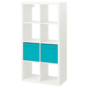 KALLAX / DRÖNA Shelving unit with 2 inserts, white, 77x147 cm