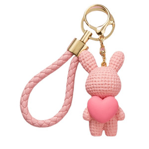 Keychain Key Ring Teddy Bear with Heart, pink