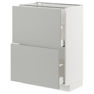 METOD / MAXIMERA Base cabinet with 2 drawers, white/Havstorp light grey, 60x37 cm