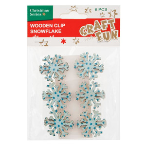 Christmas Decorations Wooden Clip Snowflake 6pcs