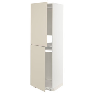 METOD High cabinet for fridge/freezer, white/Havstorp beige, 60x60x200 cm