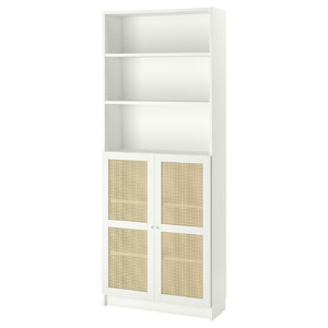 BILLY / HÖGADAL Bookcase with doors, white, 80x30x202 cm