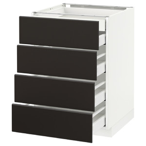 METOD / MAXIMERA Base cb 4 frnts/2 low/3 md drwrs, white/Kungsbacka anthracite, 60x60 cm