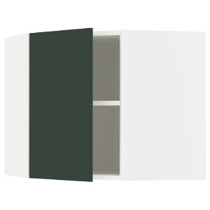 METOD Corner wall cabinet with shelves, white/Havstorp deep green, 68x60 cm