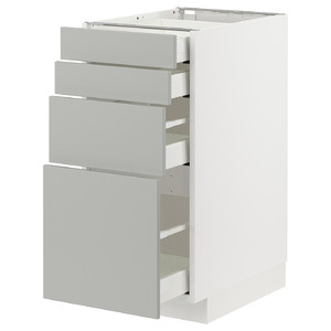 METOD / MAXIMERA Base cab 4 frnts/4 drawers, white/Havstorp light grey, 40x60 cm