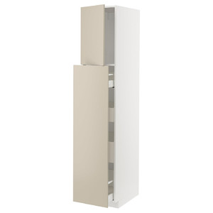 METOD / MAXIMERA Hc w p-o func 1dr/4drw, white/Havstorp beige, 40x60x200 cm