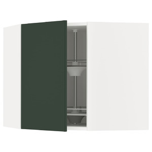 METOD Corner wall cabinet with carousel, white/Havstorp deep green, 68x60 cm