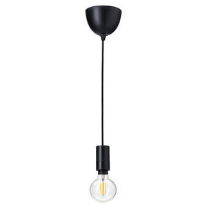 SUNNEBY / TRÅDFRI Pendant lamp with light bulb, black/smart warm white