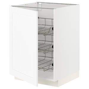 METOD Base cabinet with wire baskets, white Enköping/white wood effect, 60x60 cm