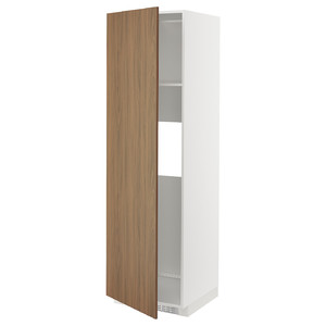 METOD High cab f fridge or freezer w door, white/Tistorp brown walnut effect, 60x60x200 cm