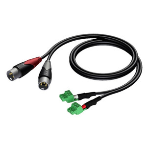 Procab Analog Signal Cable 2x XLR Male - 2x Terminal Block 3p - 3.81mm