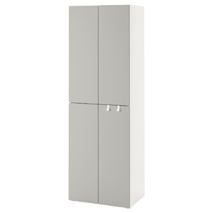 SMÅSTAD / PLATSA Wardrobe, white grey/with 2 clothes rails, 60x57x181 cm
