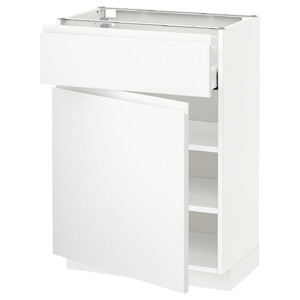 METOD / MAXIMERA Base cabinet with drawer/door, white/Voxtorp matt white, 60x37 cm