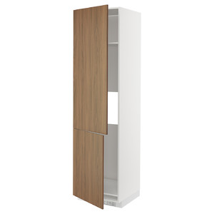 METOD High cab f fridge/freezer w 2 doors, white/Tistorp brown walnut effect, 60x60x220 cm