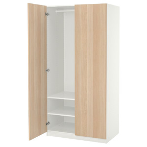 PAX / FORSAND Wardrobe, white/white stained oak effect, 100x60x201 cm