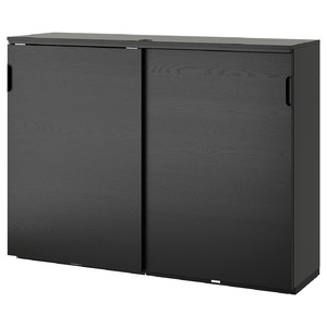 GALANT Cabinet with sliding doors, black stained ash veneer, 160x120 cm