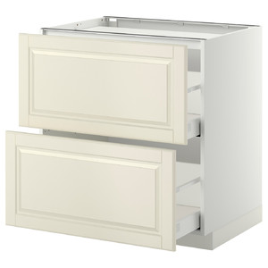 METOD / MAXIMERA Base cab f hob/2 fronts/2 drawers, white/Bodbyn off-white, 80x60 cm