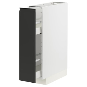 METOD / MAXIMERA Base cabinet/pull-out int fittings, white/Upplöv matt anthracite, 20x60 cm