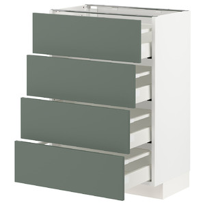 METOD / MAXIMERA Base cab 4 frnts/4 drawers, white/Bodarp grey-green, 60x37 cm