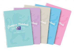 Notebook A5 60 Pages Lined Oxford Campus Pastel 5pcs, assorted colours
