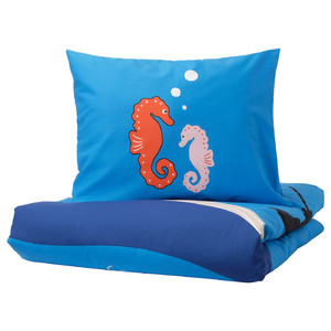 BLÅVINGAD Duvet cover and pillowcase, ocean animals pattern/multicolour, 150x200/50x60 cm