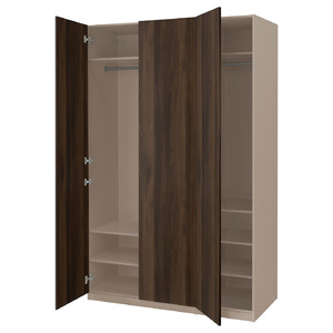 PAX / STORKLINTA Wardrobe combination, grey-beige/dark brown stained oak effect, 150x60x236 cm
