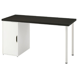 LAGKAPTEN / ALEX Desk, black-brown/white, 140x60 cm