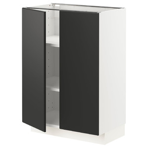 METOD Base cabinet with shelves/2 doors, white/Kungsbacka anthracite, 60x37 cm