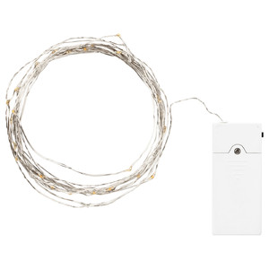 VISSVASS LED string light with 40 lights, indoor, battery operated, silver color