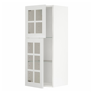 METOD Wall cabinet w shelves/2 glass drs, white/Stensund white, 40x100 cm