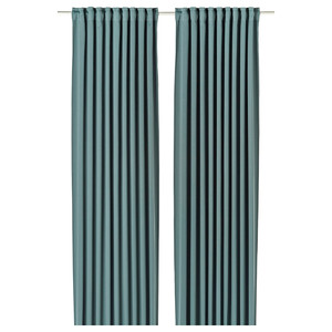 MAJGULL Room darkening curtains, 1 pair, dark grey-turquoise, 145x300 cm