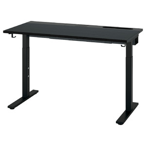 MITTZON Desk, black stained ash veneer/black, 120x60 cm