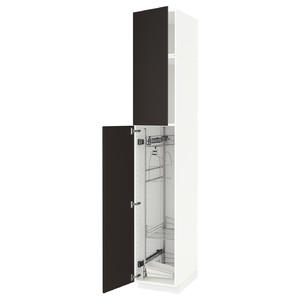 METOD High cabinet with cleaning interior, white/Kungsbacka anthracite, 40x60x240 cm