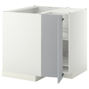 METOD Corner base cabinet with carousel, white/Veddinge grey, 88x88 cm