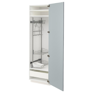 METOD / MAXIMERA High cabinet with cleaning interior, white/Kallarp light grey-blue, 60x60x200 cm