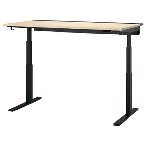 MITTZON Desk sit/stand, electric birch veneer/black, 160x80 cm