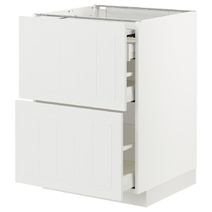 METOD / MAXIMERA Bc w pull-out work surface/3drw, white/Stensund white, 60x60 cm