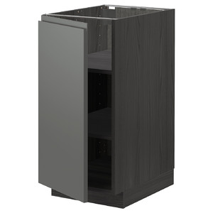 METOD Base cabinet with shelves, black/Voxtorp dark grey, 40x60 cm