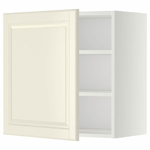 METOD Wall cabinet with shelves, white/Bodbyn off-white, 60x60 cm