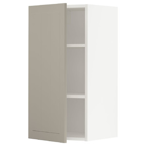 METOD Wall cabinet with shelves, white/Stensund beige, 40x80 cm