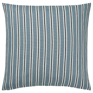 KORALLBUSKE Cushion cover, light blue white/stripe pattern, 50x50 cm