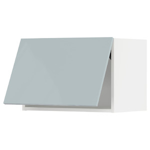 METOD Wall cabinet horizontal w push-open, white/Kallarp light grey-blue, 60x40 cm