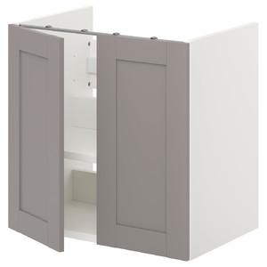 ENHET Bs cb f wb w shlf/doors, white, grey frame, 60x40x60 cm