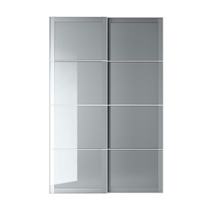 BJÖRNÖYA Pair of sliding doors, grey tinted effect, 150x236 cm