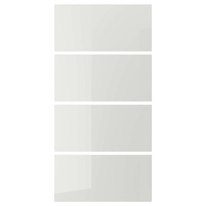 HOKKSUND 4 panels for sliding door frame, high-gloss light grey light grey, 100x201 cm