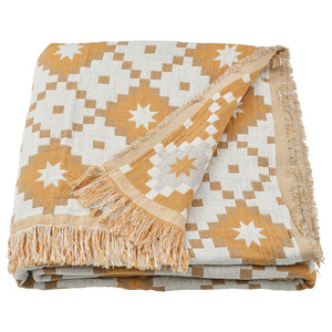 SVARTFRYLE Throw, dark yellow/light grey, 130x170 cm