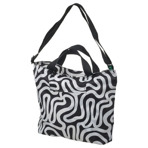 RÄCKLA Bag, foldable, patterned/black white, 48x36 cm/20 l
